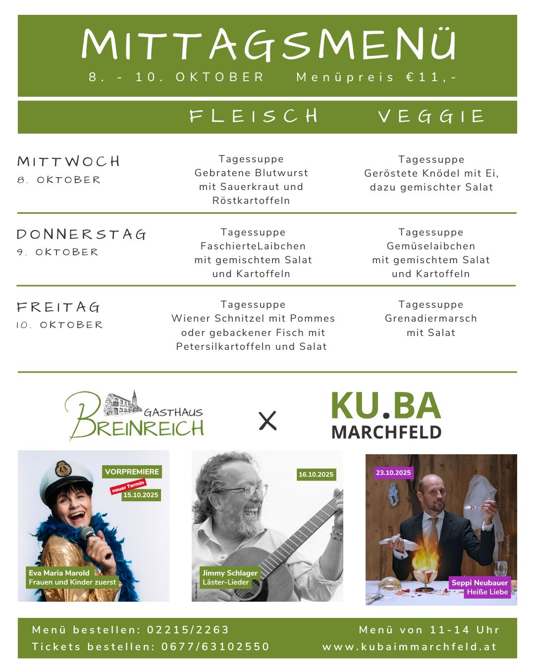 Mittagsmenü 8-10 Oktober Mittagsmenü 8-10 Oktober