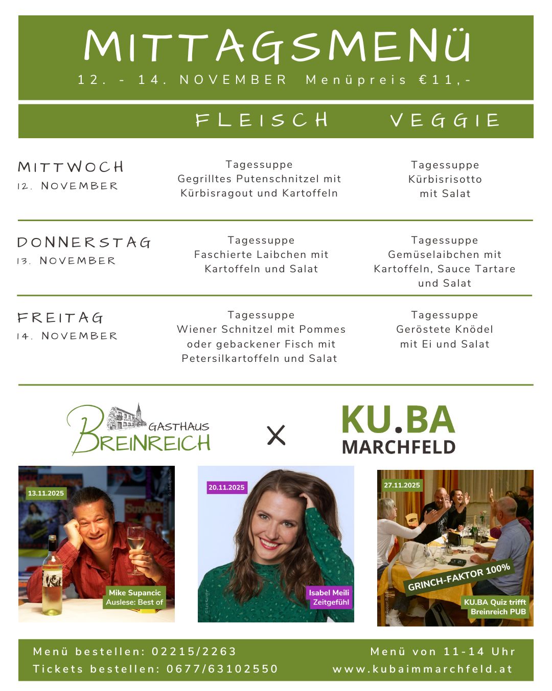 Mittagsmenü 12-14 November