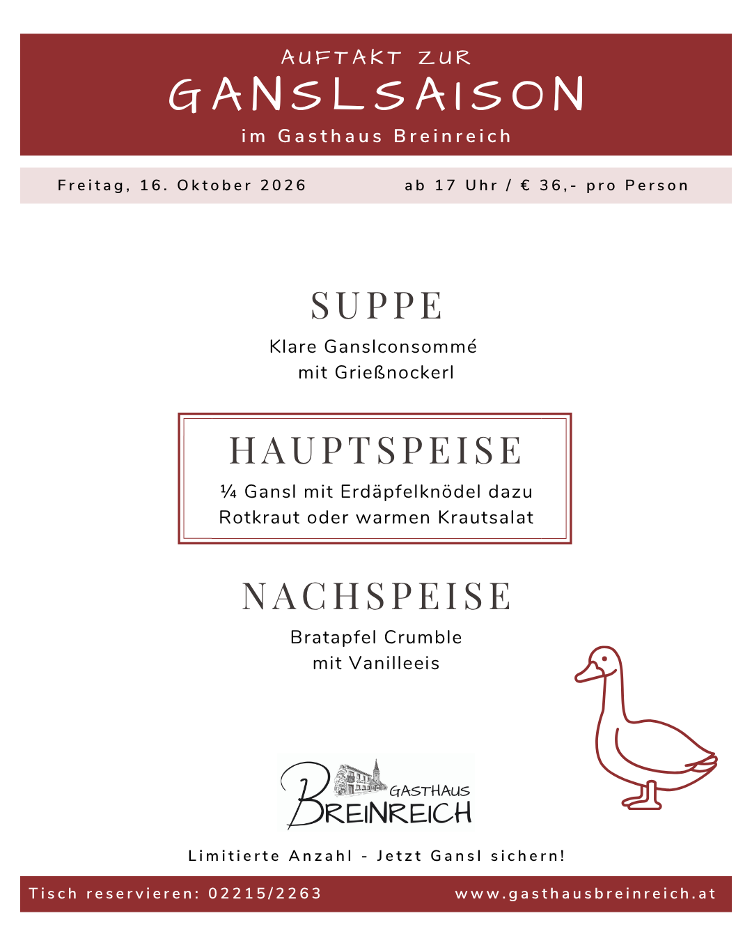 Auftakt zur Ganslsaison Gasthaus Breinreich